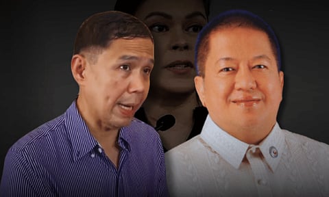 Lead defense counsel for Vice President Sara Duterte, Israelito Torreon (left), urged Davao del Sur Rep. John Tracy Cagas (irght) to oppose any impeachment case against the vice president, saying the move should reflect the will of his constituents.