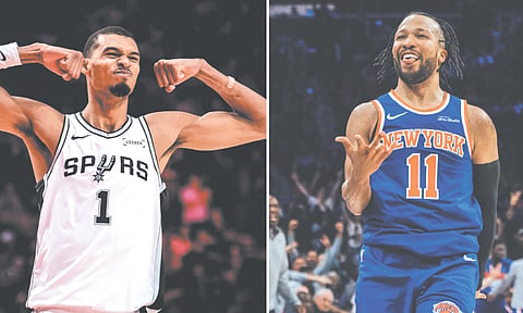 CORNERSTONES. Victor Wembanyama (left) of the San Antonio Spurs and Jalen Brunson of the New York Knicks lead their respective squad in the National Basketball Association Finals.  / SPURS AND KNICKS FACEBOOK PAGES