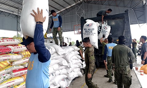 RELIEF OPERATIONS. Members of the safety and security personnel unload relief goods from a truck at the Provincial Capitol of Davao Occidental on June 13, 2026. Numerous aid packages poured into the province as several of its municipalities were heavily affected by the magnitude 7.8 earthquake. 