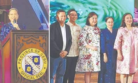 CHINA-PHILIPPINES FRIENDSHIP DAY. At the Capitol Social Hall, PROC Consul General Zhang Zhen welcomes guests. Right photo shows Consul Zhen with Cebu City Mayor Nestor Archival, Mandaue City Mayor Jonkie Ouano, Lapu-Lapu City Mayor Cindi Chan and Cebu Gov. Pamela Baricuatro.