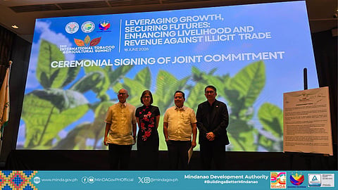 INTERAGENCY PUSH. Mindanao Development Authority Chairperson Secretary Leo Tereso A. Magno, right, during the Third International Tobacco Summit on June 18, 2026, at Marco Polo Ortigas in Manila, calling for stronger coordination among law enforcement agencies to combat illicit tobacco trade. The summit gathered officials from the Bureau of Customs, Philippine National Police, Armed Forces of the Philippines, and other agencies to reinforce efforts against illegal trade.