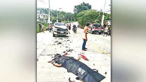 ■ NALAGPOT: Rider sa motorsiklo dead on the spot human nga nakasugat og aksidente sa national highway sa Barangay Casay, Lungsod sa Dalaguete, Probinsya sa Sugbo, niadtong alas 4:45 sa hapon Biyernes, Hunyo 26, 2026. Sa unahan ang pickup nga nagusbat ang atubangan sa dihang gikasungag ang motorsiklo nga gimaneho sa namatay nga si Juvimar Bolhano.  