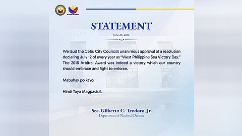 DND backs Cebu City’s declaration of July 12 as West Philippine Sea Victory Day