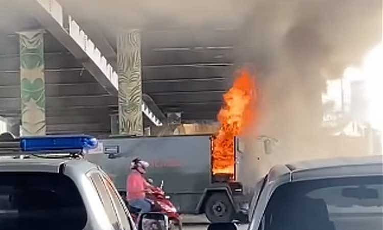 Armored vehicle catches fire in CSF