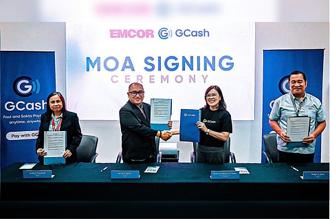 L-R: Jocelyn S. Monungolh - EMCOR CFO & Treasurer, Nelson M. Aparejo - EMCOR President & COO, Maria Tania Kathrina G. Padilla - GCash Regional Business Unit Head, Guilbert R. Olbez - EMCOR EVP Administration