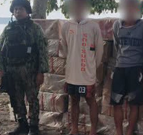 ZAMBOANGA. Authorities have seize some P1.1 million worth of smuggled cigarettes and arrest two watchmen in a law enforcement operation Saturday, August 15, in Purok 3, Bangaan village, Sultan Naga Dimaporo, Lanao del Norte. (SunStar Zamboanga)
