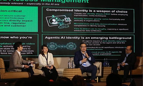 Cybersecurity experts speak during a panel discussion on identity access management and governance in the era of artificial intelligence. Speakers highlighted the evolution of digital identity vulnerabilities, noting that compromised credentials remain a primary weapon of choice for attackers before launching sophisticated data exfiltration campaigns. The panel also addressed the emerging risks surrounding autonomous machine-to-machine workflows, emphasizing the urgent need for enterprise security frameworks to implement a dual-identity approach that authenticates both human operators and agentic AI systems.
