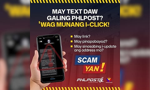 The Philippine Postal Corporation (PHLPost) is warning the public against fraudulent text messages, or “smishing,” that misuse the name and identity of PHLPost to steal personal and sensitive financial information.