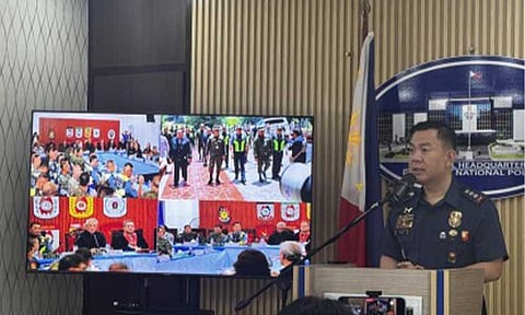 READY. Philippine National Police (PNP) spokesperson Col. Allen Rae Co in a press briefing in Camp Crame on Thursday (Aug. 27, 2026). Co said the PNP is 98 percent ready with security measures for the upcoming Bangsamoro Autonomous Region in Muslim Mindanao (BARMM) regional parliamentary elections in September. (PNA photo by Lloyd Caliwan)