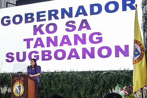 STATE OF THE PROVINCE. Cebu Gov. Pamela Baricuatro delivers her second State of the Province Address at the Cebu Provincial Capitol Social Hall on Aug. 31, 2026. Vice Gov. Glen Soco, members of the Provincial Board, local government officials and government employees attend the address. | Juan Carlo de Vela 