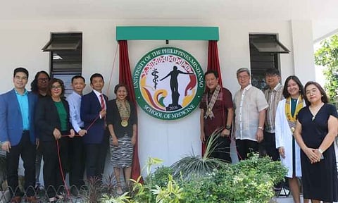 Officials from the University of the Philippines system unveil the official seal of the new UP Mindanao School of Medicine (UPMin-SOM) during its official launch at the Ecoland campus on September 4, 2026. The event marked the formal opening of the region’s newest medical institution, welcoming its pioneering batch of 40 scholars, collectively named Batch "Banwag." Present at the ceremony were key academic leadership, including UP President Angelo A. Jimenez and UP Mindanao Chancellor Lyre Anni E. Murao.