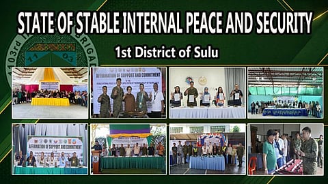 Sulu 1st district declared as a state of stable internal peace, security