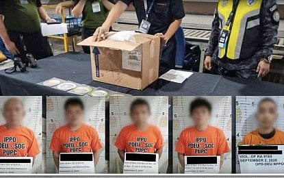 BUSTED. The drugs seized and the five suspects arrested by police operatives in separate anti-drug operations in Pampanga, Iloilo, and Batangas on Sept. 2, 2026. Philippine National Police Chief Gen. Jose Melencio C. Nartatez Jr. on Friday (Sept. 4) cited the importance of sustained coordination and timely action against the illegal drug trade. (Photo courtesy of PNP)