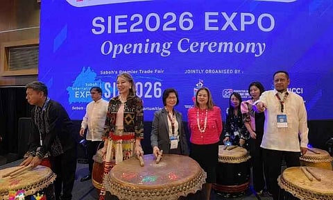 SIE2026 EXPO OPENING. Officials and business leaders participate in the opening ceremony of the Sabah International Expo 2026 at the Sabah International Convention Centre in Kota Kinabalu, Malaysia, on Sept. 4, 2026. The expo brings together exhibitors and business delegations to promote trade, investment and cross-border partnerships in the region. 