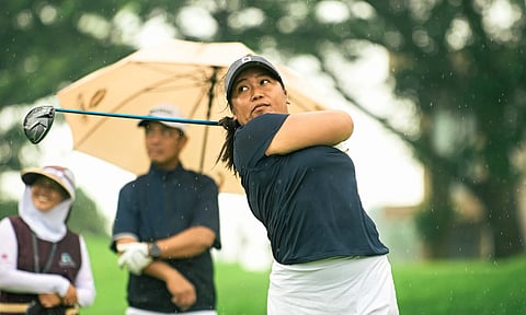 FILE PHOTO shows Davao City’s Yvon Bisera following through on a shot during a Ladies Philippine Golf Tour event. Bisera is among the favorites in the ICTSI Summit Point Championship on Tuesday, September 8, 2026, at Summit Point Golf and Country Club in Lipa City, Batangas. 
