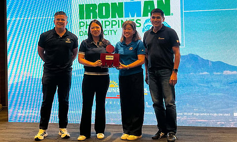 IRONMAN PHILIPPINES DAVAO CITY 2027. Davao City sports officials and race organizers pose during the launch of the inaugural IRONMAN Philippines Davao City full-distance race Tuesday, Sept. 8, 2026. From left are Mikey Aportadera, Davao City Sports Development Division officer in charge; Atty. Jonah Presto, acting assistant city administrator for administration; Princess Galura, Sunrise Events Inc. president and general manager; and Julian Valencia, race director. The full-distance race is set on June 13, 2027, in Davao City. 
