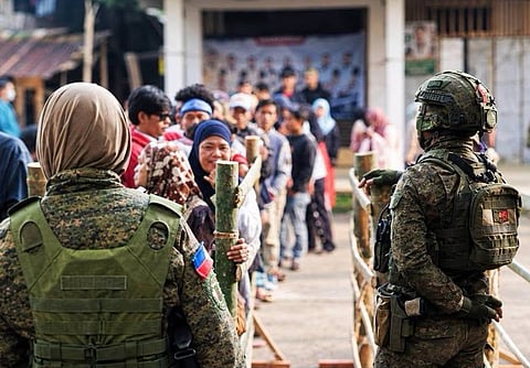 ZAMBOANGA. Soldiers stand guard at the entrance of a polling center in the province of Lanao del Sur that records zero violent incidents during the first Bangsamoro Parliamentary Elections (BPE) on Monday, September 14, marking a peaceful exercise of the people’s right to vote.