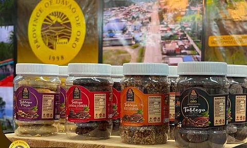 Local cacao and tableya products from the Province of Davao de Oro are displayed at the 28th Davao Agri-Trade Expo (DATE) inside the SMX Convention Center in Lanang, Davao City, on September 18, 2026. The annual agricultural expo, which ran alongside the 1st Association of Southeast Asian Nations (ASEAN) Innovation Summit to connect local enterprises with regional markets, served as a platform to showcase the province's agricultural goods and tourist destinations to an international audience.