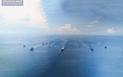 The 11-vessel ADMM-Plus EWG-MS group sail off Zambales led by BRP Jose Rizal
