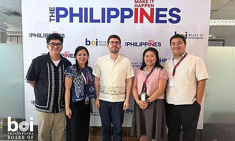 Officials of the Board of Investments and BioMetallica Pte. Ltd. pose for a photo following discussions on the Singapore-based cleantech company’s planned investment in an integrated urban mining facility in the Philippines. In the photo (from left) BOI International Investments Promotion Service Investments Specialist Donald Stanley Jabines, IIPS Division Chief China Pring, BioMetallica Head for Strategy and Partnerships Filippo Colagrande, BOI Resource-Based Industries Supervising Investments Specialist Graciela Marie Juatco, and RBIS Senior Investments Specialist Czerr Eljohn Cruz.