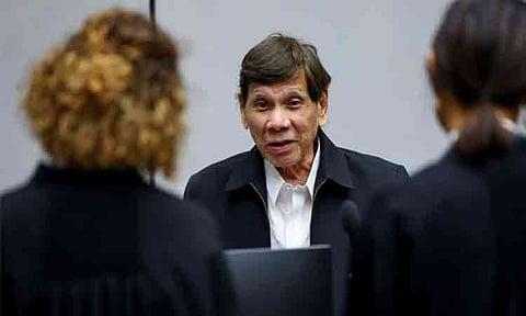 In this handout photo provided by the International Criminal Court (ICC), former Philippine President Rodrigo Duterte attends a status conference before ICC Trial Chamber III on September 16, 2026 in The Hague, Netherlands. The 81-year-old former leader appeared in person at the tribunal, where he faces charges of crimes against humanity linked to his administration's anti-narcotics campaign, amid defense arguments from his legal team citing cognitive decline.