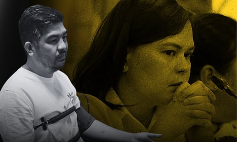 VIce President Sara Duterte (right) has asked the National Bureau of Investigation (NBI) to provide her a copy of the affidavit and supporting documents of dismissed police officer Rodulfo M. Gracioso Jr. (left) before she responds to allegations that he delivered cash to her and other members of the Duterte family.
