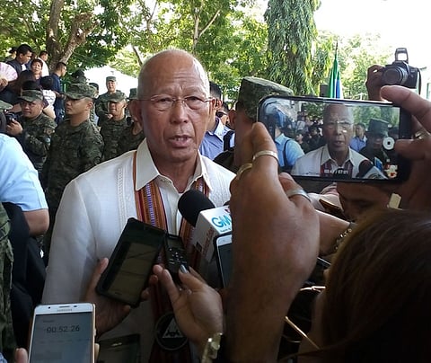 ZAMBOANGA. National Defense Secretary Delfin Lorenzana answers question of reporters after he presided on Wednesday the turnover of command at the Western Mindanao Command headquarters. (Bong Garcia)