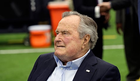 USA. In this November 5, 2017, file photo, former president George H.W. Bush arrives for an NFL football game between the Houston Texans and the Indianapolis Colts in Houston. (AP)