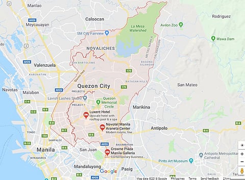 Quezon City map (Google Maps)