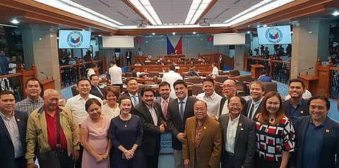 BACOLOD. City officials led by Mayor Evelio Leonardia pose with some of the senators following the approval of the Bacolod City Charter Day bill Monday, September 10. (Contributed Photo)