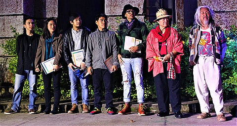 BAGUIO. Anido Artist Night, Fellowship and Awards Night, Nov. 16 at the Dominican Hill and Retreat House. The Top 5 Awardees in the "Through the Ages Art Contest" were in (descending order) Oliver Olivete, Resty Lopez, Woods Sampag, Hermie and Cara Bruno. Guest of honor and inspirational speaker was Tatay Kidlat Tahimik. Also present was Adelaida Lim (BACCI Pres.). The event was hosted by Karlo Marko Altomonte. (Contributed Photo)