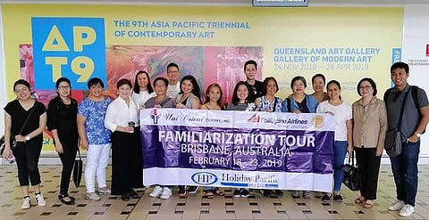 Brisbane Famtrip Participants. They are (from left), Niña Jaspe (Iloilo Skyways Travel), Lani Gavilanes (Escapes Unlimited Travel), Shirley Chua (Ponce Travel and Tours), Richelle Cobar (Travel Services), Jesyl Dela Cruz and Anthony Sunga (JDDC Travel), Helen Dy (Travel Avenue), Crystal Neri (SunStar), Joy Paguntalan (JOV Travel Services), Aileen Chua (Royal Achievers Travel Services), Jerome Mendaros (Uni-Orient Travel), Silda Dela Torre (Expedition Travel), Zenaida Chua (Worldwide Travel), May Uy (First Travel and Tours), Jocelyn Dayap (Debalucos Travel), Marijo Araneta  (Philippine Airlines), and Lopi Malapitan (Destinations Unlimited). (Contributed Photo/Lopi Malapitan)