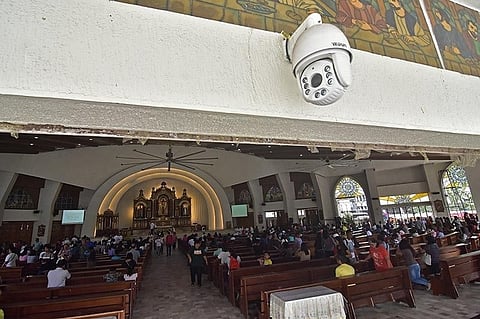 DAVAO. A closed-circuit television camera (CCTVs) monitors round-the-clock the facade of San Pedro Cathedral. Other CCTVs are also installed inside the church to closely monitor the premises and ensure security of the church.