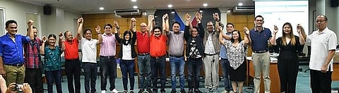 PROCLAMATION. The Bacolod City Board of Canvassers proclaims the newly elected Bacolod City officials, dominated by 14 Grupo Progreso candidates - led by three reelectionist officials, Mayor Evelio Leonardia, Vice Mayor El Cid Familiaran, and Congressman Greg Gasataya, with 11 councilors - at rites at the SP Session Hall of the Bacolod City Government Center, Thursday morning, May 16. (Contributed photo)