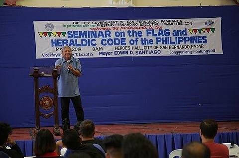 PAMPANGA. Teodoro Atienza, NHCP chief of Heraldry Section, leads the Seminar on Flag and Heraldic Code of the Philippines among the private and public sector at the Heroes Hall on May 21, 2019. The event was made in time for the celebration of the National Heritage Month and the forthcoming National Flag Day. (Contributed photo)
