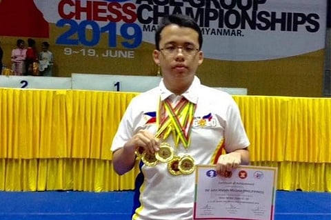 COLLECTION. Davao City's international master (IM) John Marvin Miciano adds to his growing collection the one gold medal, three silvers and one bronze he won in the recently-concluded 20th Asean  Age-Group Chess Championships in Mandalay City, Myanmar recently. (Contributed photo)