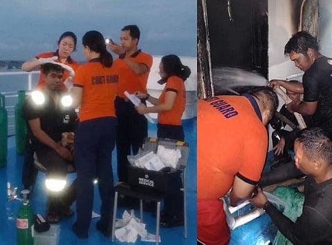CEBU. Apprentice Mate Green Ligit was hurt after passenger vessel m/v Trans Asia 1 caught fire. (Contributed photos)