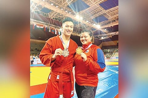 UZBEKISTAN-BOUND. 2019 Asian Sambo Championships bronze medalist Chino and gold winner Sydney Tancontian will next vie for honors in the World Youth and Juniors Sambo Championships on October 9 to 12 in Tashkent, Uzbekistan. (Sydney Tancontian Facebook)