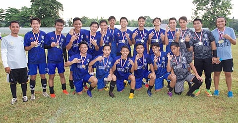 CAGAYAN DE ORO. It's three-peat for the Corpus Christi secondary boys football team after winning over Rosevale School, 4-2 in penalty shootout of the recent Cagayan de Oro City Division Meet. (Jack Biantan)