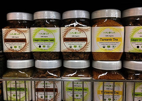 DAVAO. Some of the coco sugar-based candies and teas by Healthy Sweets. (Roberto A. Gumba Jr.)