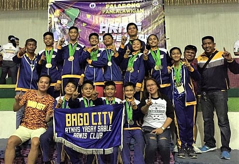 BACOLOD. Bago City arnis team in posterity after emerging as overall champions in the recently-concluded 2019 Palarong Panlalawigan arnis competition. (Contributed by Brian Martir)