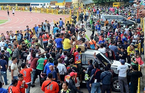 LOOKING AFTER THEIR WELFARE. Close to 2,000 habal-habal drivers gathered inside the Cebu City Sports Center on Sunday, Jan. 5, 2020, where it was announced that  Mayor Edgaro Labella recently signed Executive Order 36, creating the Cebu City Motor Riders Community Welfare Office to look after their welfare. (SunStar Photo / Alan Tangcawan)