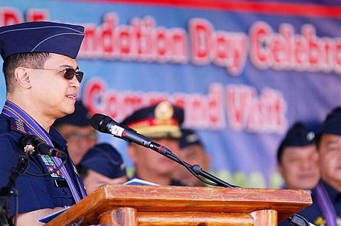 BENGUET. Philippine National Police Chief General Archie Gamboa delivers his message to personnel of the Police Regional Office Cordillera during his visit last week at Camp Bado Dangwa in La Trinidad, Benguet. (Photo by JJ Landingin)