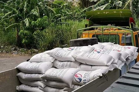 BACOLOD. Some of the government rice procured from the National Food Authority - Negros Occidental and are given as subsidy to local government units due to Covid-19 crisis. (Contributed Photo)