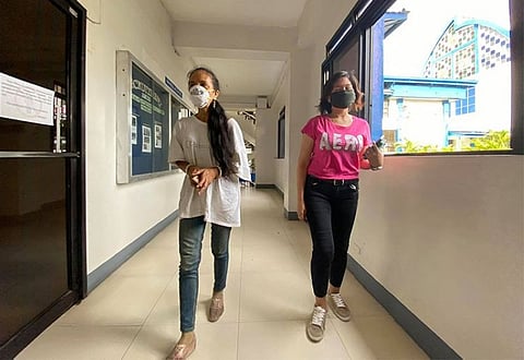 CEBU. Businesswoman and filmmaker Maria Victoria "Bambi" Beltran (left) at the Police Regional Office-Central Visayas on Sunday, April 19, 2020. (Benjie B. Talisic)