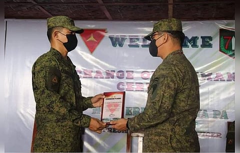 NEW COMMANDER. The new commander of the 79th Infantry 'Masaligan' Battalion, Lt. Col J-Jay Javines was installed at the Battalion Headquarters at Barangay Bato in Sagay City on May 28.  (Contributed Photo)