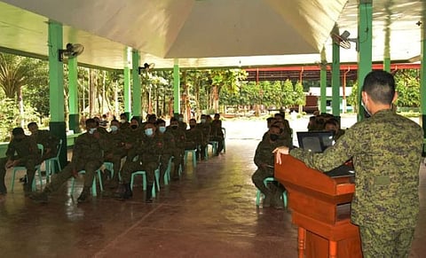 LEADERSHIP FORUM. Some 38 non-commission officers of the Army's 53rd Infantry Battalion are attending a three-day leadership forum that starts on Thursday, August 19, 2021, at Camp Major David Sabido, the home of the 53IB headquarters in Guipos, Zamboanga del Sur. A photo handout shows the participants of the forum listening intently to one of the resource speakers (back to the camera). (SunStar Zamboanga)