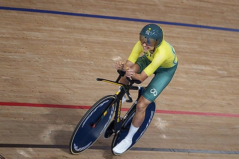 TOKYO. Australia's Paige Greco wins the Gold Medal in the Track Cycling Womens C3 3000m Individual Pursuit at the Izu Velodrome in Tokyo 2020 Paralympic Games in Tokyo, Wednesday, August 25, 2021. (AP)