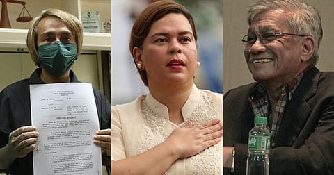 DAVAO. (From left) Former Davao City Information Officer Jefry Tupas, Davao City Mayor Sara Duterte-Carpio and vice presidential candidate Walden Bello. (File photos)