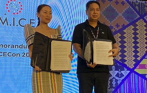 MICECON IN DAVAO. Tourism Promotions Board (TPB) chief operating officer Maria Margarita M. Nograles and Davao City Vice Mayor Jay Melchor A. Quitain Jr. led on Thursday afternoon, December 22,  the Memorandum of Agreement (MOA) signing between the city and TPB for the hosting of the Philippine MICE Conference 2023 slated on March 1 to 3, 2023. The conference theme is "MICEConverge: Blazing New Trails." Photo by JDC